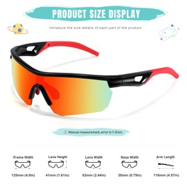 Vcarsian Kids Sunglasses Polarized Baseball Sports Sun Glasses,Lightweight UV400 TR90 Cycling Shades Frame for Boys Girls