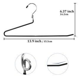 GZQXHOME Pants Hangers Space Saving - 20 Pack Non Slip Metal Hangers for Closet Multiple Layers,Open Ended Pants Hangers for Jeans Trouser Slacks (20, Black)