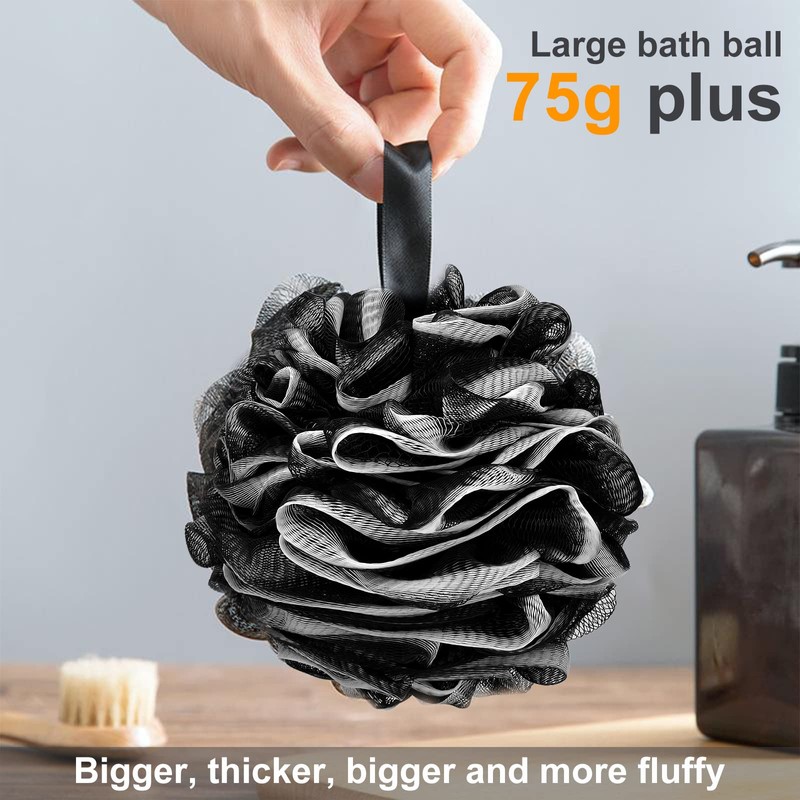 Loofah Charcoal Bath Shower Sponge Body Scrubber,75g XL Exfoliate Mesh