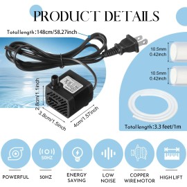 Lounsweer Mini Water Pump Set 50GPH Submersible Pumps with Tubing for Aquarium & Pond