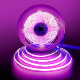 Clearhill 12V COB LED Strip Lights16.4FT/5M(No Power Supply),Purple,320LEDs/M, with 5521DC Male and Female Connectors,8mm Width,Electroplated Double-Sided Panel,IP20,for DIY Home Indoor