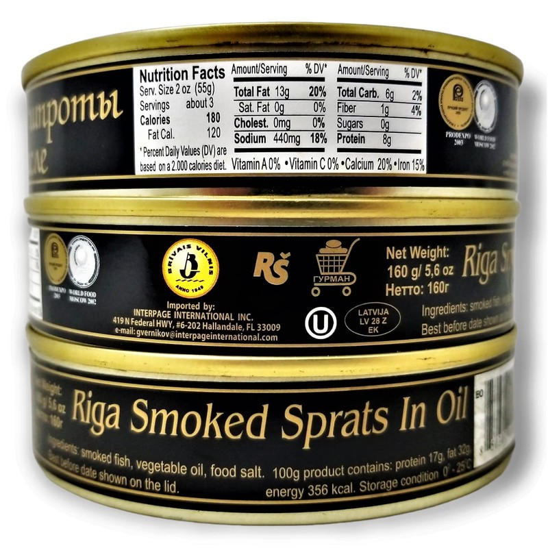 Brivais Vilnis Riga Smoked Sprats in Oil 5.6 oz -