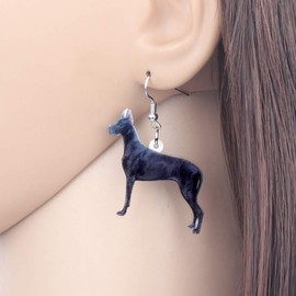 DUOWEI Acrylic Black Great Dane Earrings Charms Pets Dangle Jewellery for Women Teens Girls Fashion Gifts, Acrylic, No Gemstone