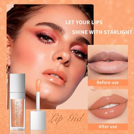 XTJXTJ Magic Color Changing Lip Oil Ph, Warm Change Glitter Lip Gloss，Hydrating Lip Glow Oil, Long Lasting Moisturizing Nourishing Lip Oil, For Dry Lips Lip Care (Orange)