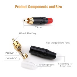 RCA Plugs to Speaker Bare Wire Cables Adapter, HiFi Sound Quality Replace RCA Plug Connector Adapter to Bare Wire Audio Video RCA Cable Repair Speaker Cord-2 Pack RCA Plug