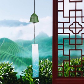 2Pcs Wind Chimes for Outside, Traditional Japanese Wind Chime Cast Iron Bell Wind Chimes Temple Bell Shaped Windchimes Memorial and Sympathy Wind Chimes for Garden Patio Balcony Decoration, Green