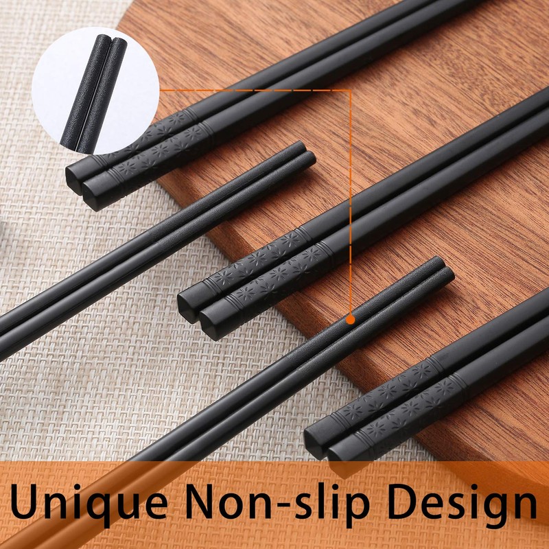 10 Pairs Fiberglass Chopsticks, Reusable Alloy Chop Sticks Non-slip Chopsticks,