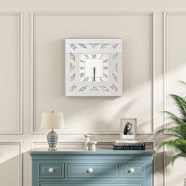 GOAND Diamond Mirrored Clock- 12" Silver Wall Clock Modern Clocks Wall Decor for Office, Home, Kitchen, Bedroom, School and Living Room