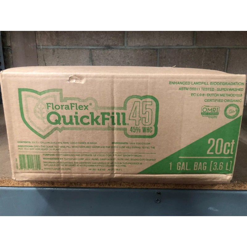 FloraFlex QuickFill Bag Coco Coir Brick 1 GALLON, case of