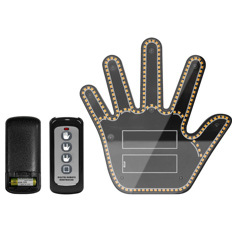 ISUNMEA Car Finger Light with Remote, Yellow Led Hand Gesture