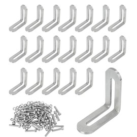 KINDPMA Pack of 20 Stainless Steel Angle Connectors Metal Angle Adjustable with Slotted Hole Mounting Bracket Mounting Angle Shelf Angle 90 Degree L Shape Angle Bracket for Wall Mounting (50 x 50 x 19