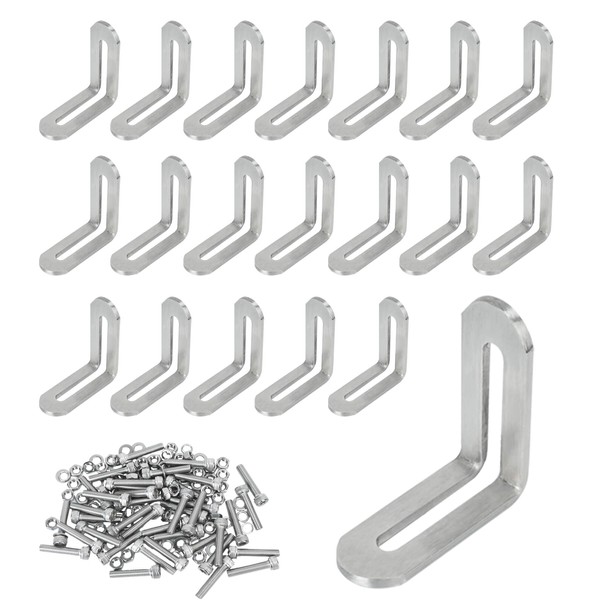 KINDPMA Pack of 20 Stainless Steel Angle Connectors Metal Angle