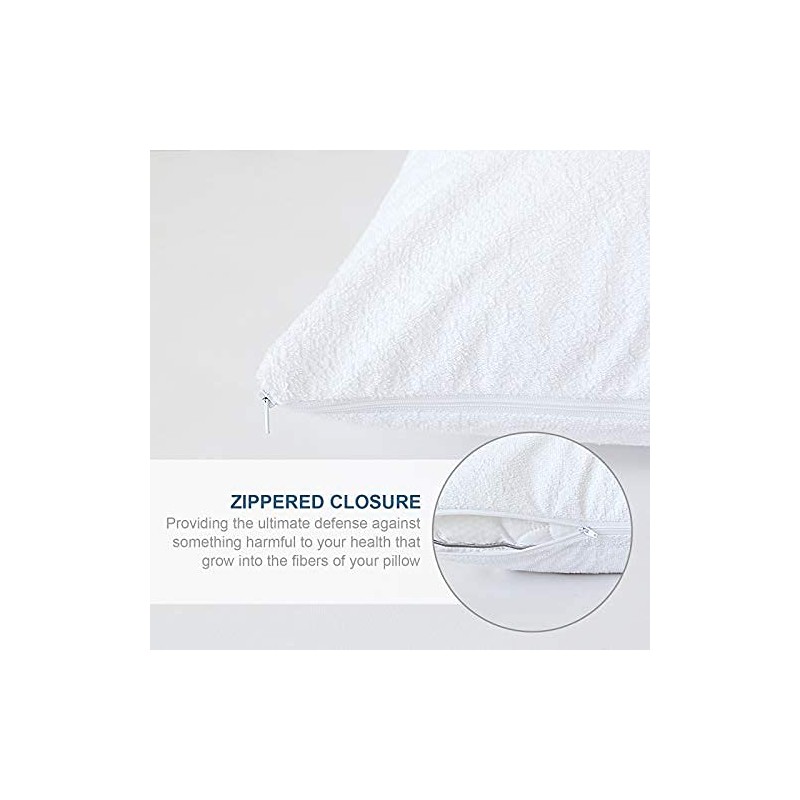 Moonsea Waterproof Zippered Pillow Protector，4 Pack King Size 20 x