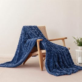 ALPHA HOME Blanket Soft Throw Blanket, Lightweight Fluffy Throw Blanket Throw Size, Luxury Home Decor Throw Blankets for Couch, Sofa, Bed, Navy