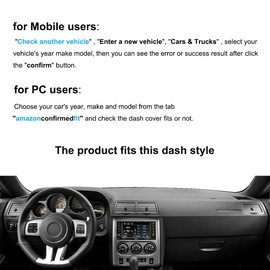 Dash Cover Mat for Dodge Challenger with Light Sensor w/o Speaker Cutout, Dashboard Pad Carpet Protector K185 (Black)