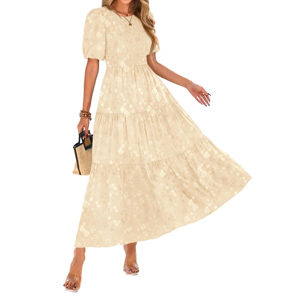 KIRUNDO Womens Summer Dresses Wedding Guest Floral Midi Sundress Short