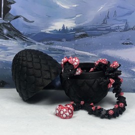 Generic 3D Printed Mushroom Dragon with Dragon Egg, 12"" Articulated Black and Red Mushroom Dragon, Executive Desk Toy, Fidget Toys for Autism/ADHD D038-BLK, Large