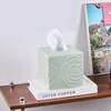 Light Green Ceramic Cube Tissue Box Cover with Rose –