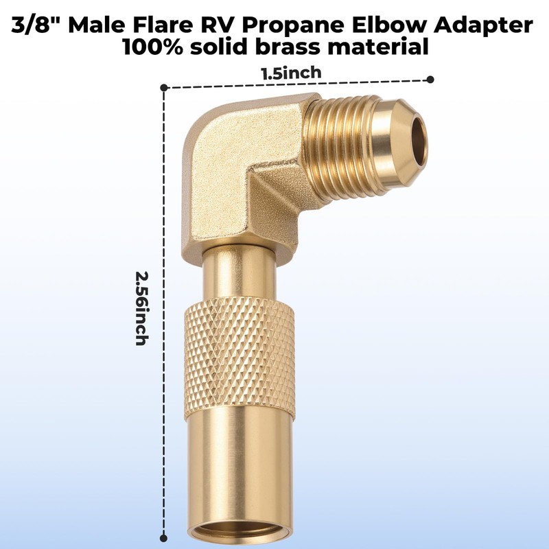 Propane Elbow Adapter, Low Pressure 3/8" Male Flare Propane Elbow