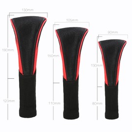 3 PCS Golf Head Cover Club Headcover Set for Drivers Fairway Woods Hybrid Fit Oversized Club Men Women (Red)