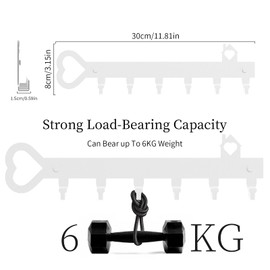 GENHH Pack of 2 Key Rack, Key Holder Wall in Heart Shape, Key Rack No Drilling with 6 Hooks, Key Rack with Three Installation Methods, Key Hooks for Hallways, Bathrooms, White
