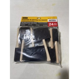 GAM 24 piece Foam Paint Stain Sponge Brush Set Assorted pack Wood Handle