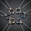 Stainless Steel Three Interlocking Braided Circles Pendant Necklace，Three ring diamond