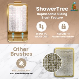 ShowerTree Replacement Brush Heads | Hygienic and Durable Shower Brush Refills | Fits ShowerTree Wall-Mounted Back Scrubber | Soft Exfoliating Bristles