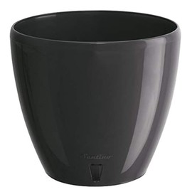 Santino Self Watering Planter Deco 8.8 Inch in Anthracite - Indoor Decorative Flower Pot with Water Level Indicator and Drainage Cartridge for All House Plants, Flowers, Herbs and Succulents