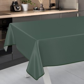 Oilcloth Tablecloth, Washable, Oilcloth, Garden Tablecloth, Outdoor, Indoor, 240 x 140 cm with Hem, Fir Green