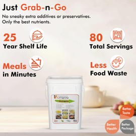Numanna Grab-n-Go Bucket 80 Servings GMO Free, No Added Preservatives Easy to Prepare Emergency Food Storage Bucket Family Meat Survival Pack Made In USA 25+ Year Shelf Life
