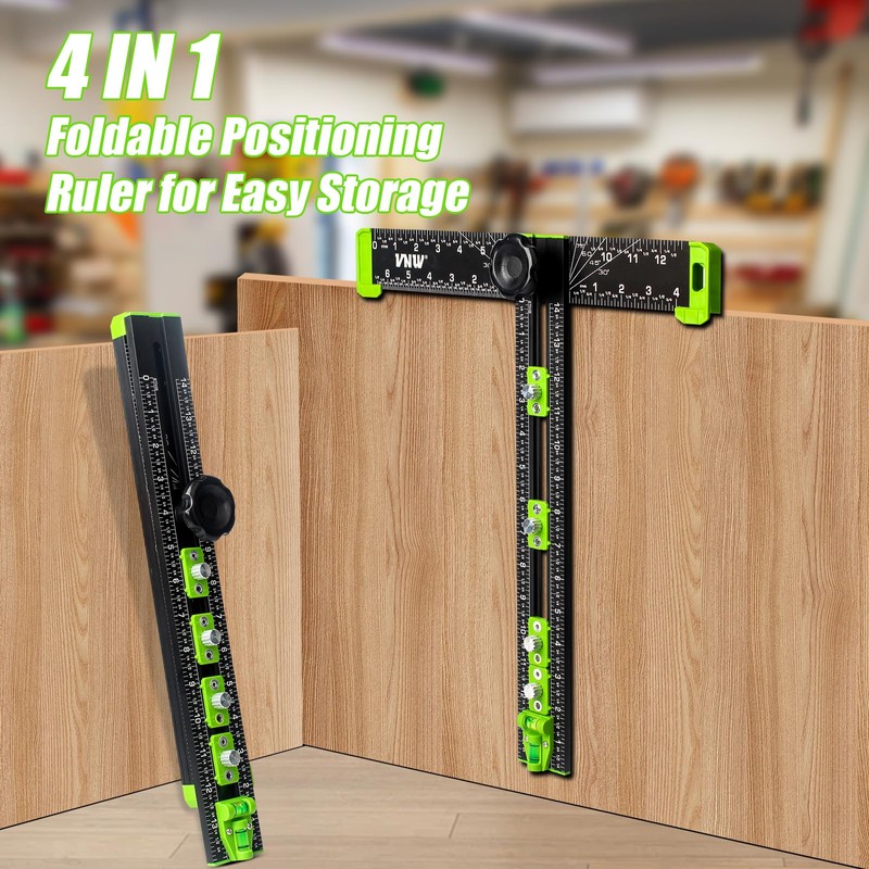VNW 16Inch Adjustable Aluminum Drilling Positioning Ruler,Multifunction T-Square, Marking Gauge