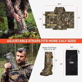GearOZ Snake Gaiters Snake Chaps, Waterproof Lower Legs Snake Guards, Snake Bite Protective Gaiters, Anti-Snake Boots for Men/Women, Adjustable Size for Hunting/Hiking/Farm Working, Camo