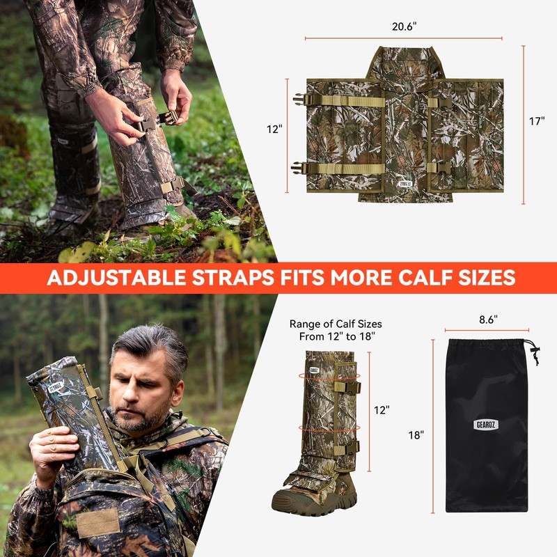 GearOZ Snake Gaiters Snake Chaps, Waterproof Lower Legs Snake Guards,