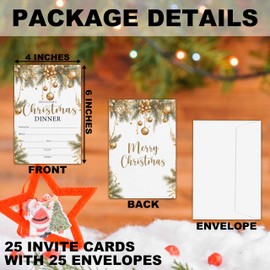 Nuhany Christmas Party Invitations, 25 Invites with Envelops for Winter Christmas New Year Baby Shower, Festive Season Party Favor Decor Supplies-A04