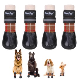 BINGPET Anti-Slip Dog Socks for Hardwood Floors,Injury Prevent Licking Dog Booties,Traction Control Paw Protector Dog Shoes for Hot Pavement with Reflective Straps for Small Medium Large Dogs