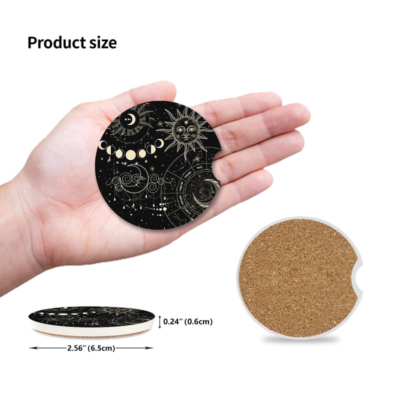 Adastrah Absorbent Car Coasters 2 Pack for Cup Holders, 2.56"