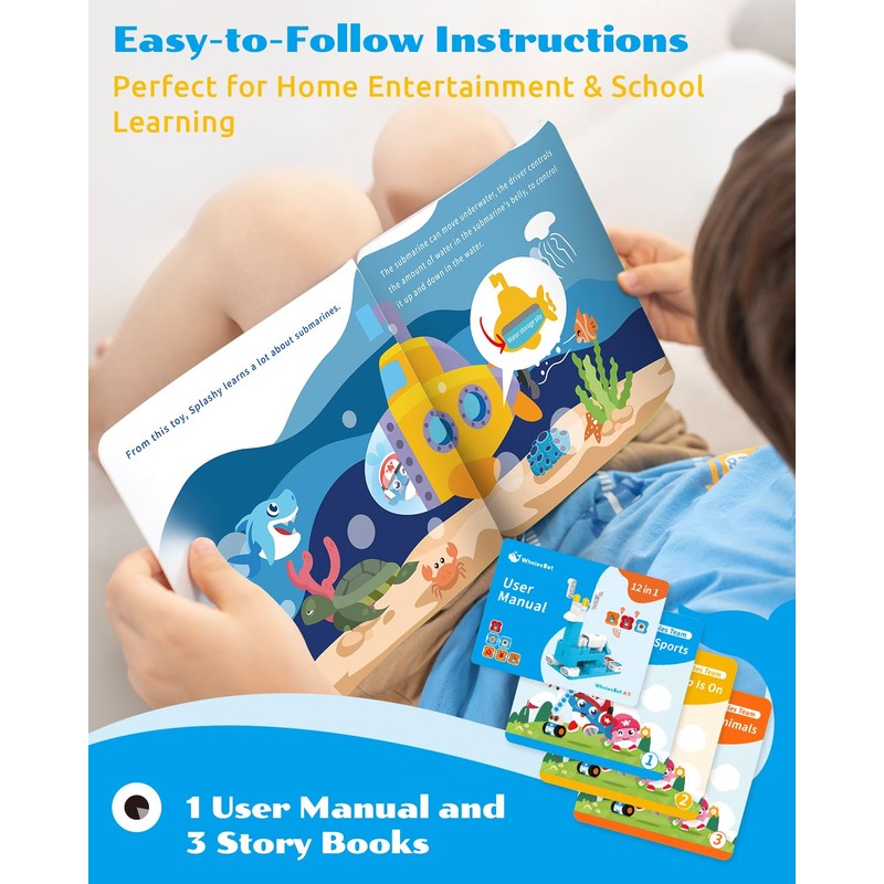 WhalesBot A3 12-in-1 STEM Blocks Coding Robot Kit for Kids,
