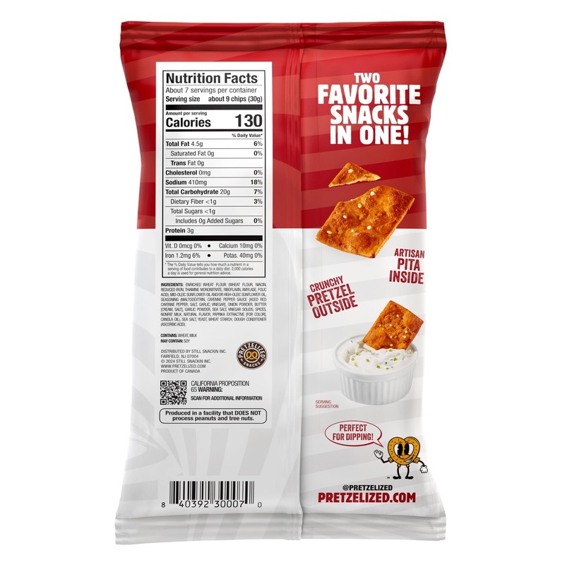 PRETZELIZED Snacks PRETZELIZED Pretzel Pita Chips, Buffalo Flavored, 7oz Bag