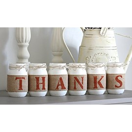 Thanksgiving Table Decor | Mason Jars Set Centerpiece Thanks | Rustic Fall Decorations Custom Colors