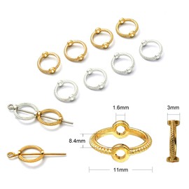 LiQunSweet 20 Pcs 2 Colors Circle Bead Frames Two Hole Frame Spacer Beads Ring Double Hole Connector Links for Beading Jewelry Making