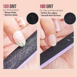 Makartt Nail File, 100/180 Grit Emery Boards for Nails, Professional Washable Doubled Sides Filer Kit for Medium and Gentle Filing Manicure Tools(Black-2pcs Trial Set)