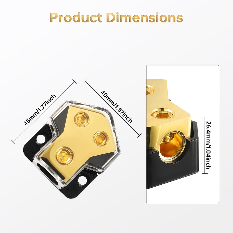 BOJACK 2 Way Splitter Amp Copper Power Distribution Block 0/2/4