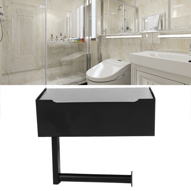 Toilet Tissue Holder Box Stainless Steel Black Wall Mounted Toilet