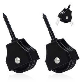 Double Pulley Pulley Ropes with Screws - Pulley Roller Pulley Single Set Fitness Pulley for DIY Gym Fitness Equipment Wire Rope Pulley (Black, 2 Pieces)