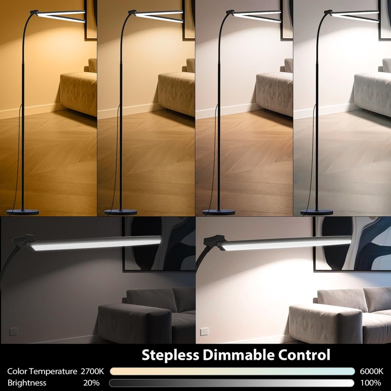 StarMoitic 24W/2400LM Dual Head LED Floor Lamp for Office, Ultra