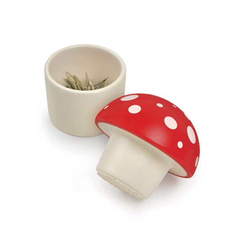 Genuine Fred Merry Mushroom Herb Grinder, Red/White, 3 inches