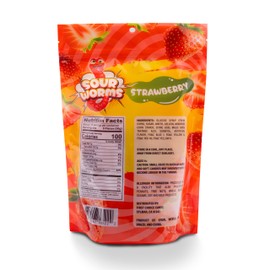 FirstChoiceCandy Sweet & Sour Gummy Worms, Multi Flavors and Solid Colors (1 Pound, Sour Red Strawberry)