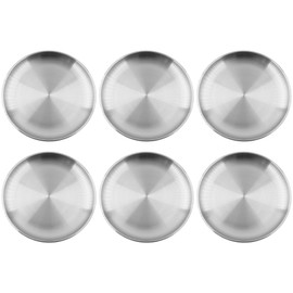 TTZEZE 304 Stainless Steel Plates,Silver Round Dinner Dishes,Feeding Serving Camping Plates,Reusable Dinner Plates,Durable Metal Plates, Double Walled Plates for Picnic BBQ Steak 6PCS,26cm/10.24''