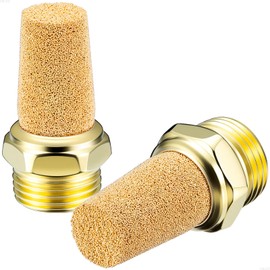 VIILOCK Brass Pneumatic Mufflers, 3/8" NPT Male Thread Hex Sintered Exhaust Muffler Silencer Air Fitting (Pack of 10, N3)